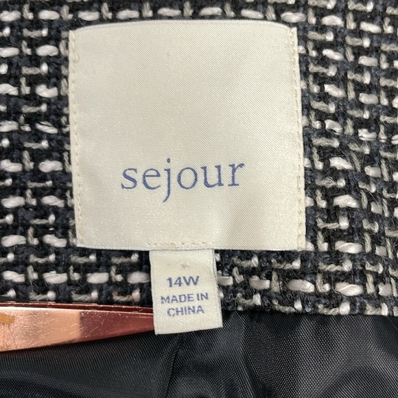 Sejour 3/4 Sleeve Zipper Front Tweed Jacket Blazer 14W - Picture 11 of 16